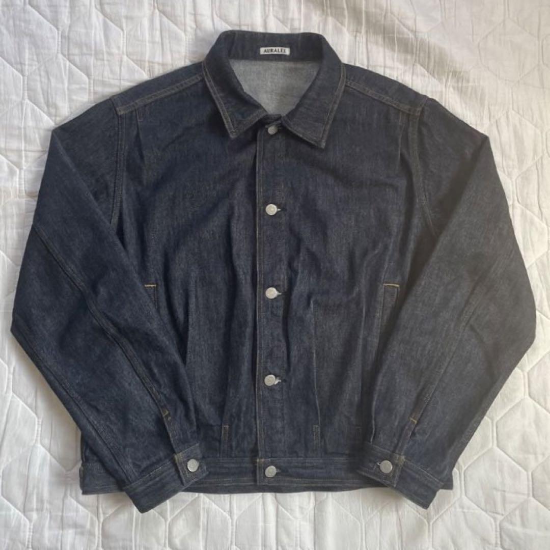 AURALEE WASHED HARD TWIST DENIM BLOUSON Jean jacket