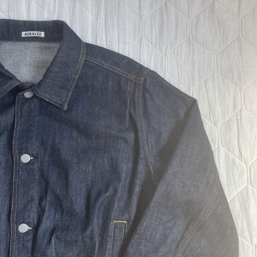 AURALEE WASHED HARD TWIST DENIM BLOUSON Jean jacket