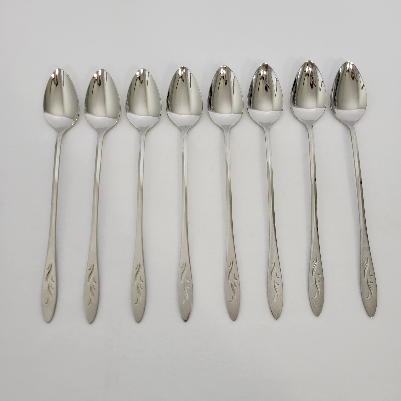 Set of 8 Oneidacraft Ember Glow Stainless Burnished 7 5/8 Ice Teaspoon Flatware