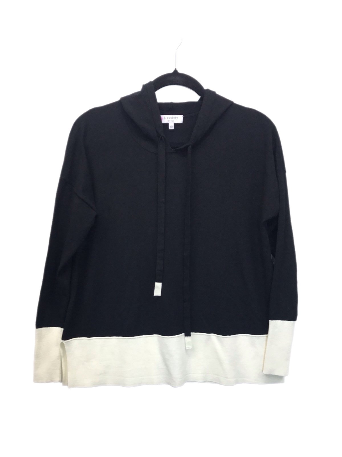 j. society New York Top Womens XS Back Zip Sweater Black & White Designer Hoodie