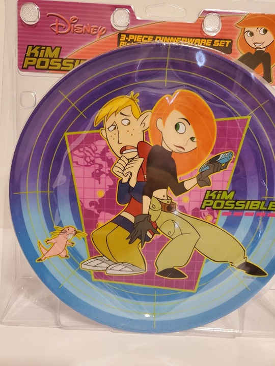 Kim Possible Ron Stoppable Disney Vintage Y2k Plastic Dinnerware 3 Pc Set New