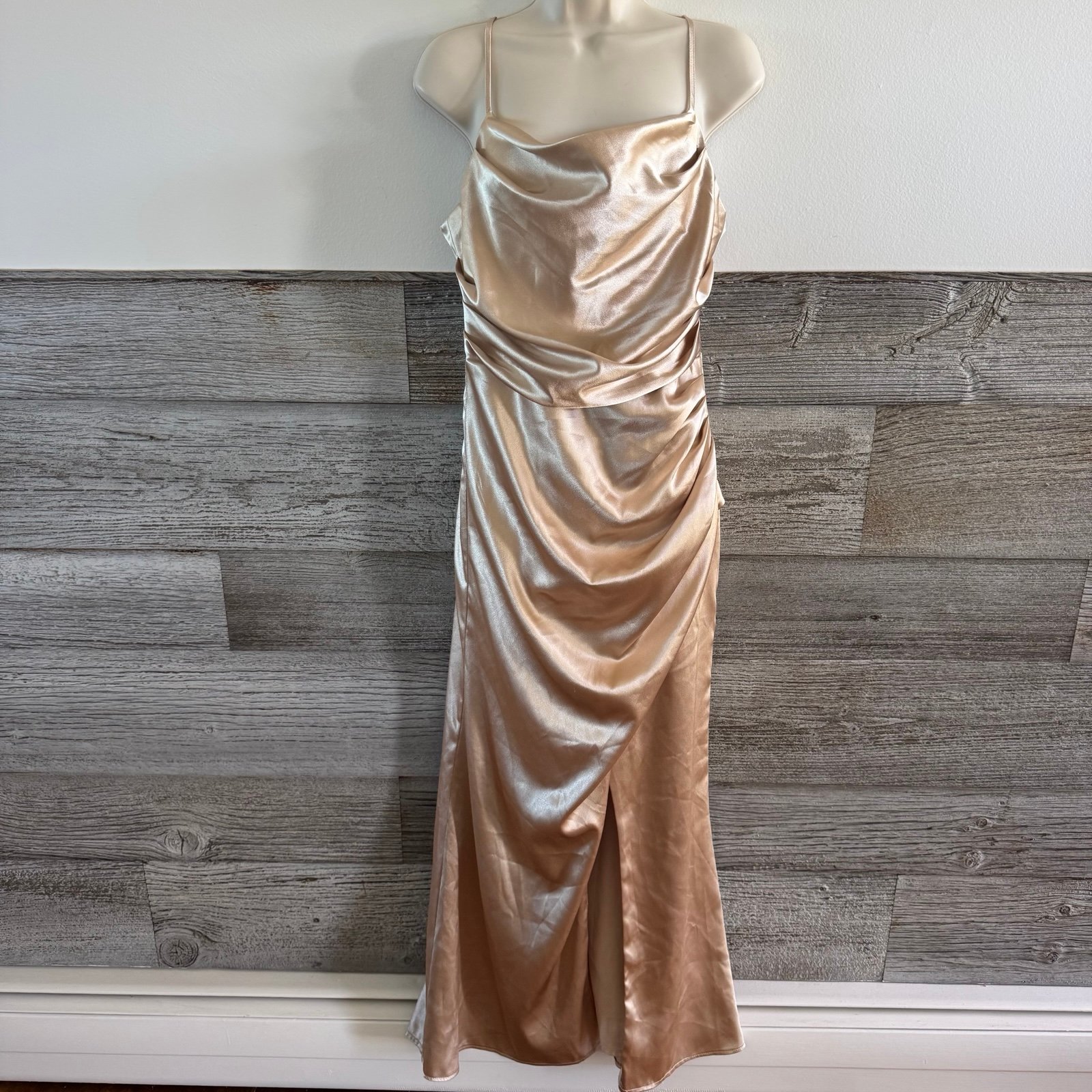 Birdy Grey Lydia Dress Shiny Satin Gold Size medium