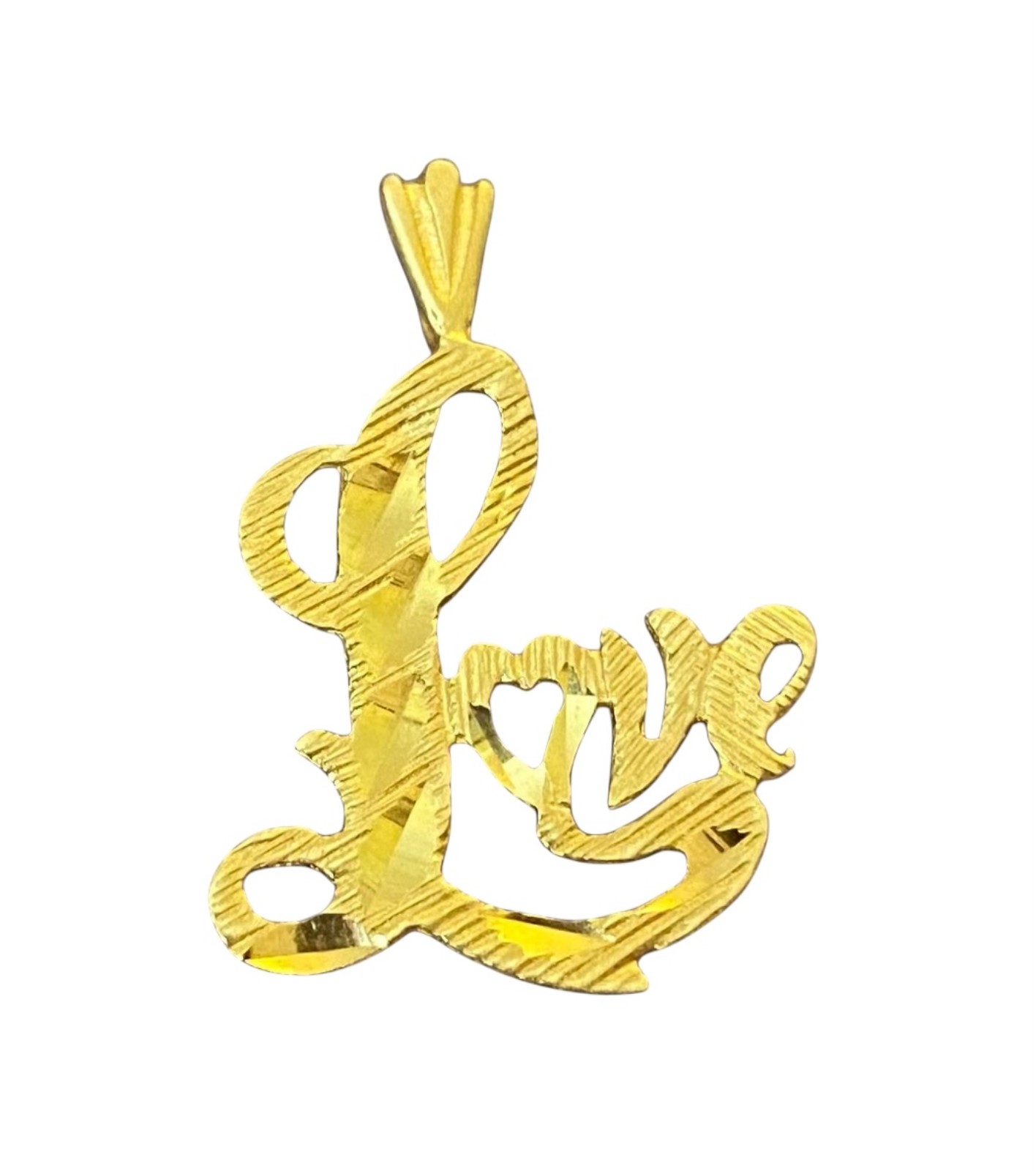 Love 14K Yellow Gold Necklace Charm 1 Spelled Out