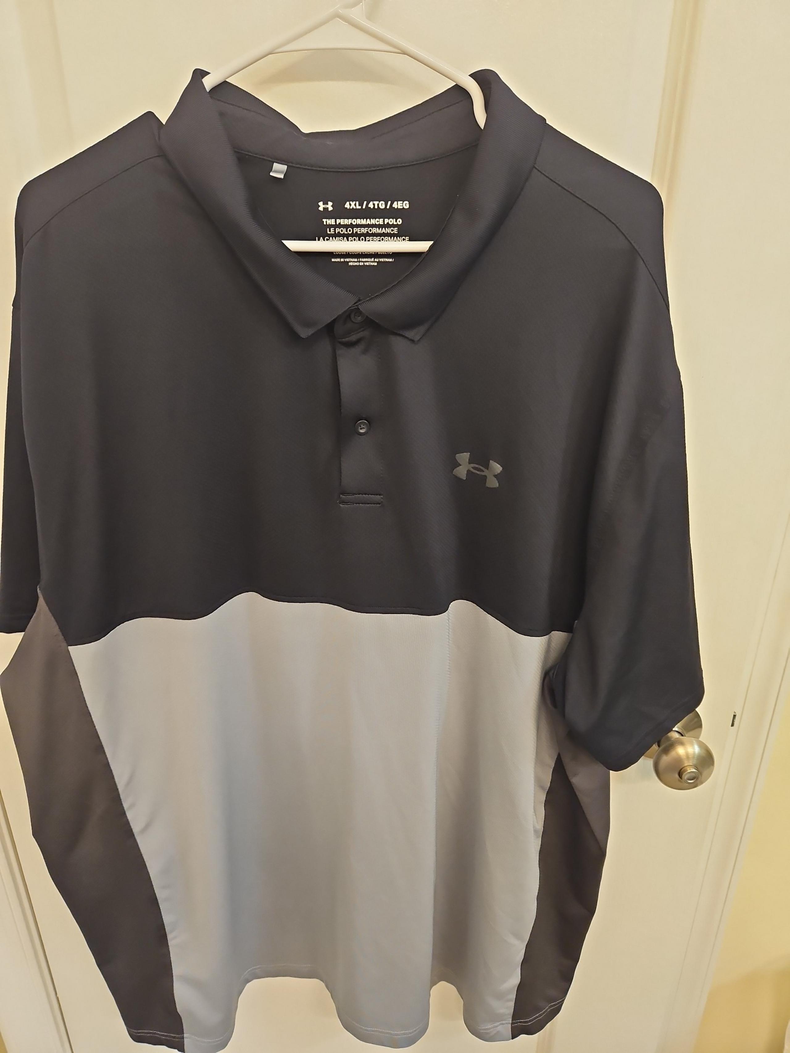 MENS  4xL  UNDER ARMOUR BLACK GRAY AND DARK GRAY POLO SHIRT