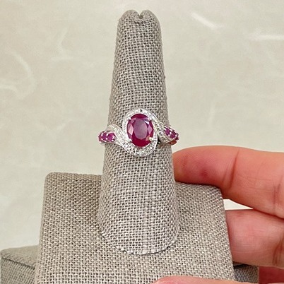 Sterling Silver Ruby Ring SR-4136