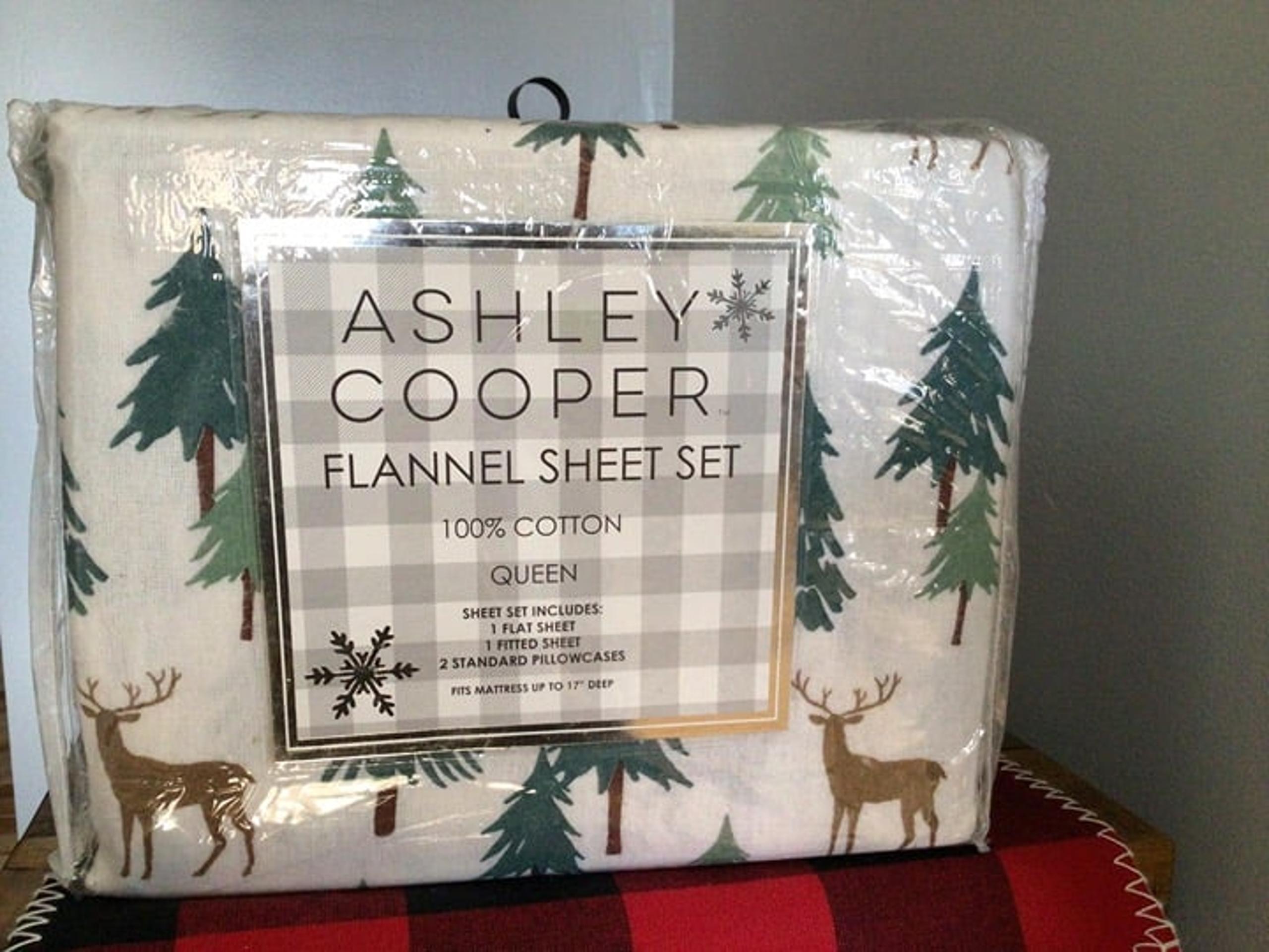 Ashley Cooper Winter Deer Cotton Flannel QUEEN Sheet Set