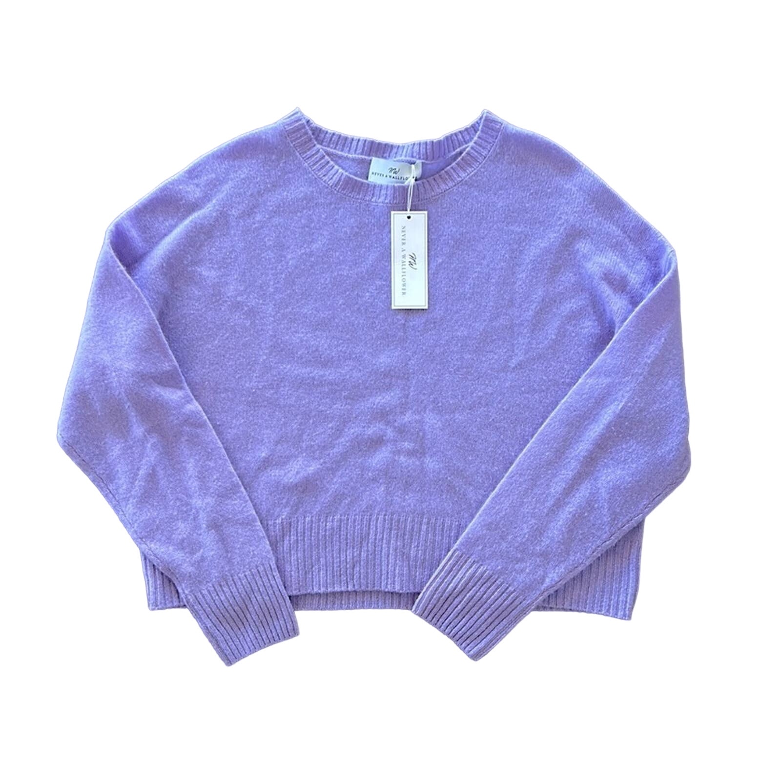 Never a wallflower 100% cashmere relaxed crewneck sweater lavender size xs