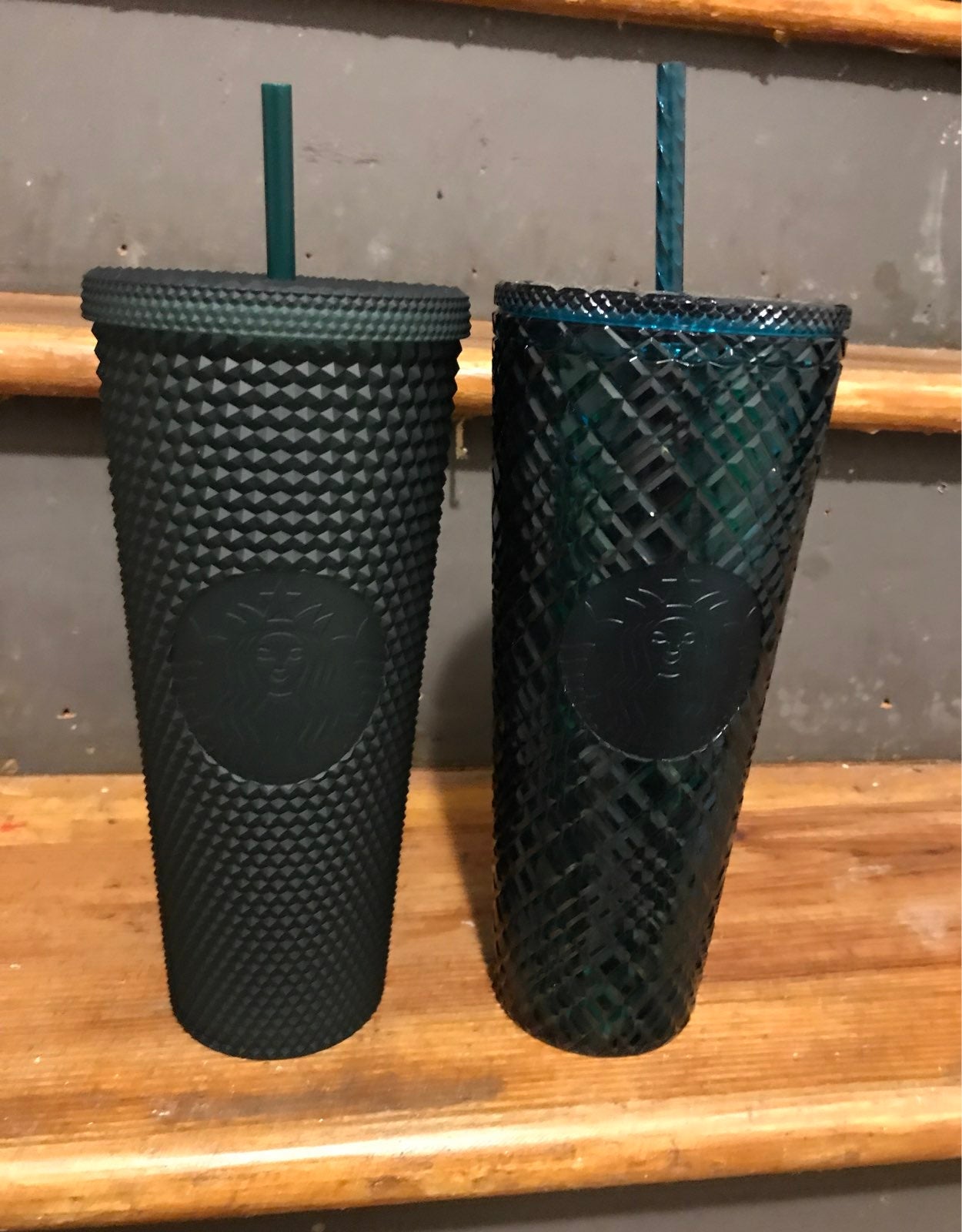 Starbucks Matte Dark Green Studded & Green Jeweled Diamond Venti Tumbler