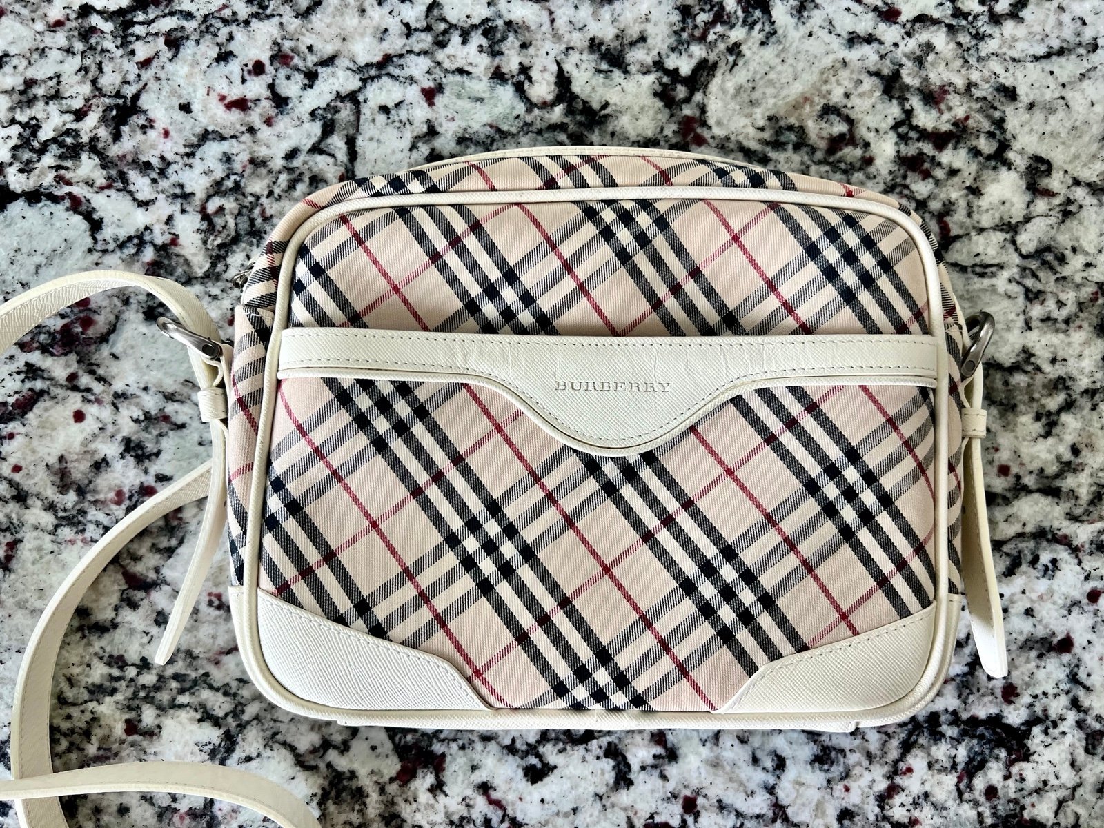 Burberry Nova Check white crossbody bag