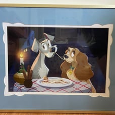 DISNEY PARKS Bill Robinson Bella Notte Lady and the Tramp Gold Framed Print