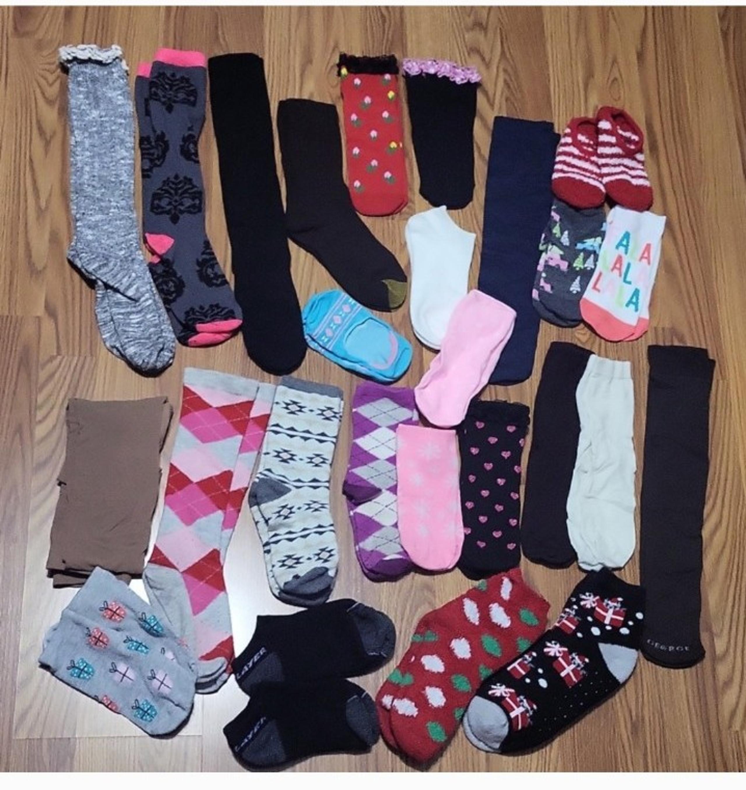 Womens Large lot of socks boot sock no show Christmas NWOT trouser fuzzy warm 27