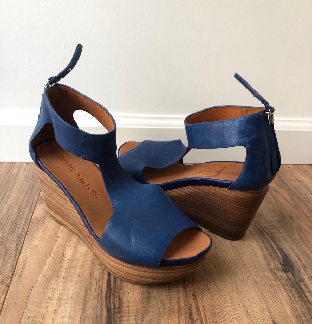 Gentle Souls leather platform wedge sandals