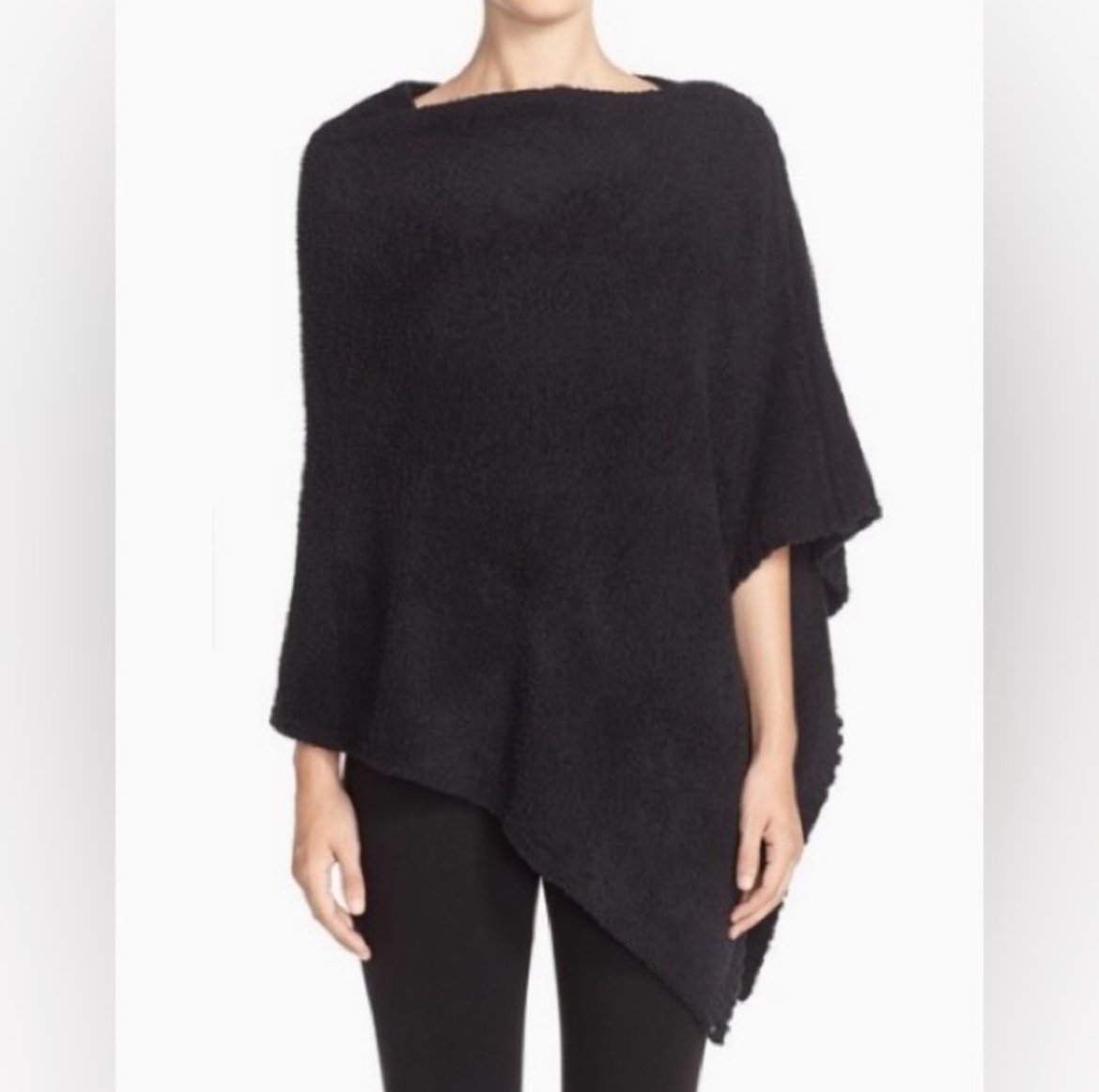 Barefoot Dreams | CozyChic Boatneck Poncho Sweater in Black