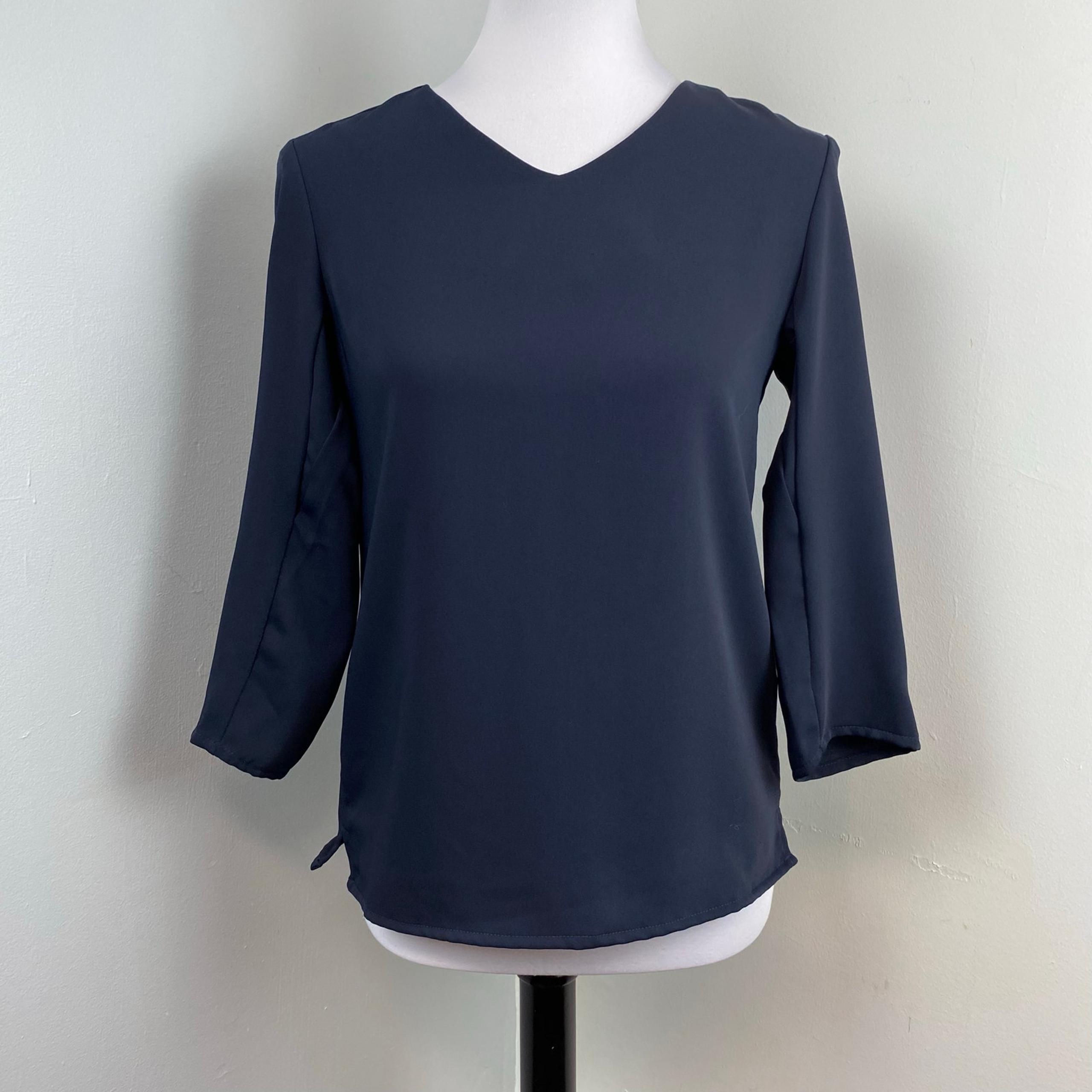 Giorgio Armani Black Polyester Uniform Blouse Sz 34 Small Made in Italy