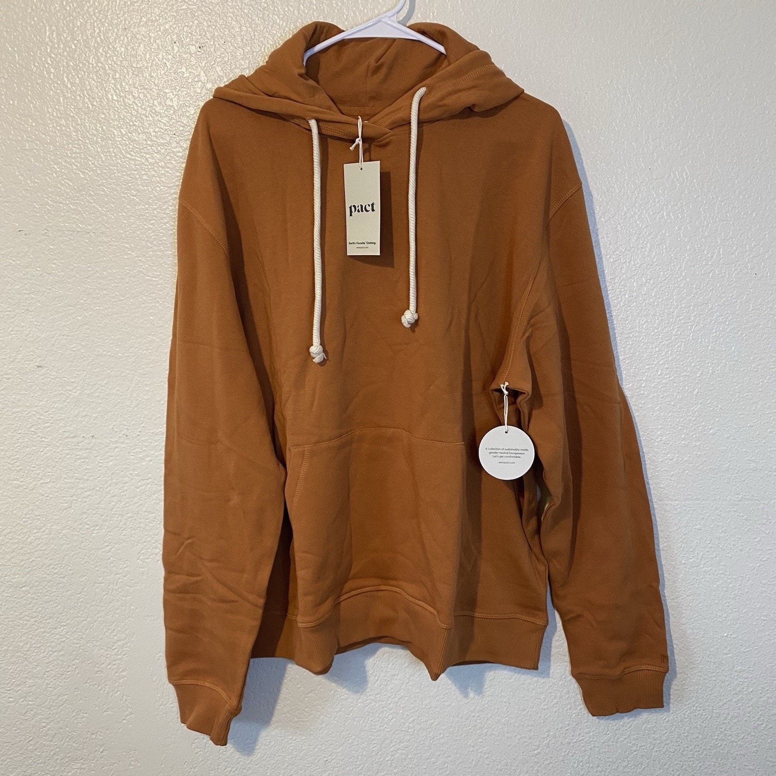 New Pact Unisex Amber Brown Hoodie Sweatshirt Fleece 100% Organic Cotton XL