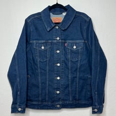Levi's Denim Jacket Men 2X Dark Blue Wash Cotton Metal Button Trucker Jean