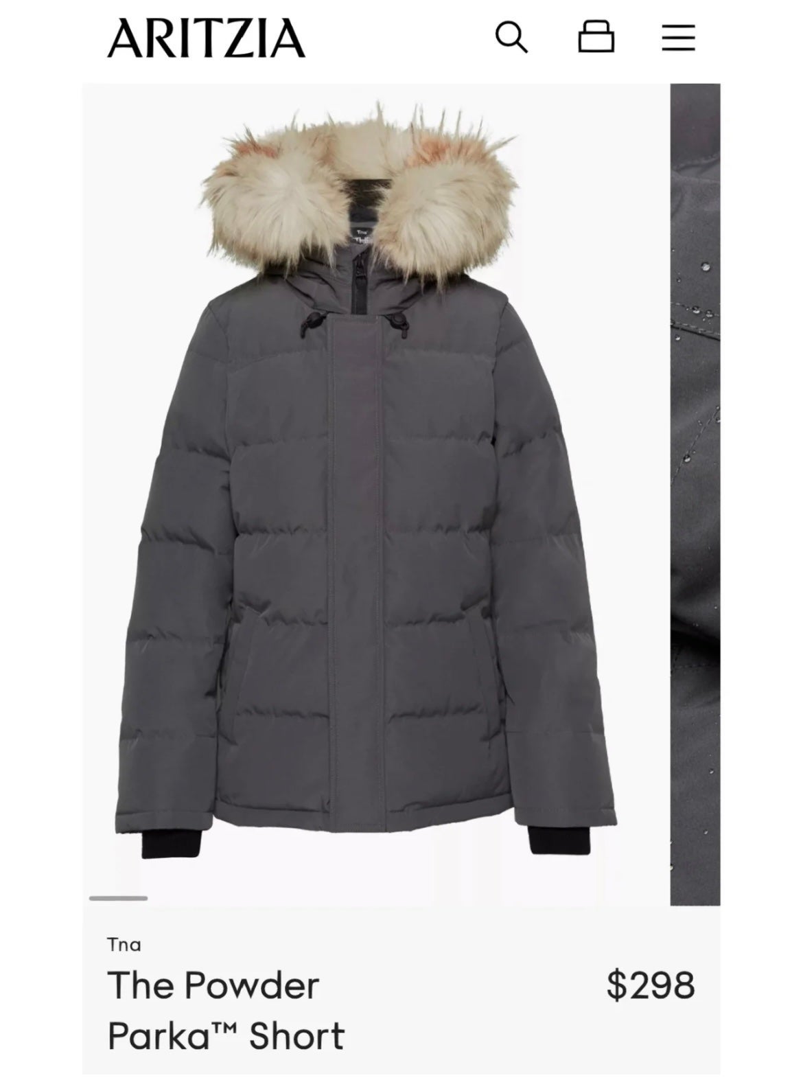 aritzia TNA グースダウンパーカ ボア カナダ ブラック XXS