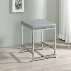 Light Grey Vanity Stool - Square Makeup Chair