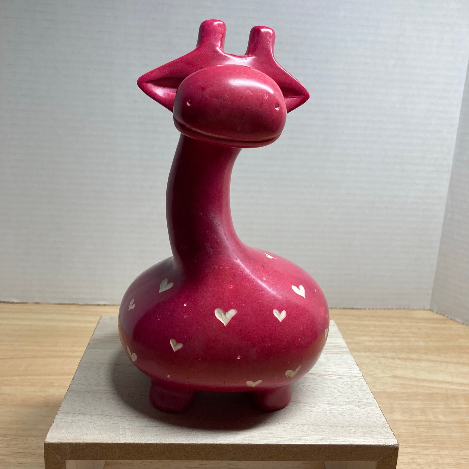 Pink Soap Stone Soap Giraffe with Hearts. Pre-Owned