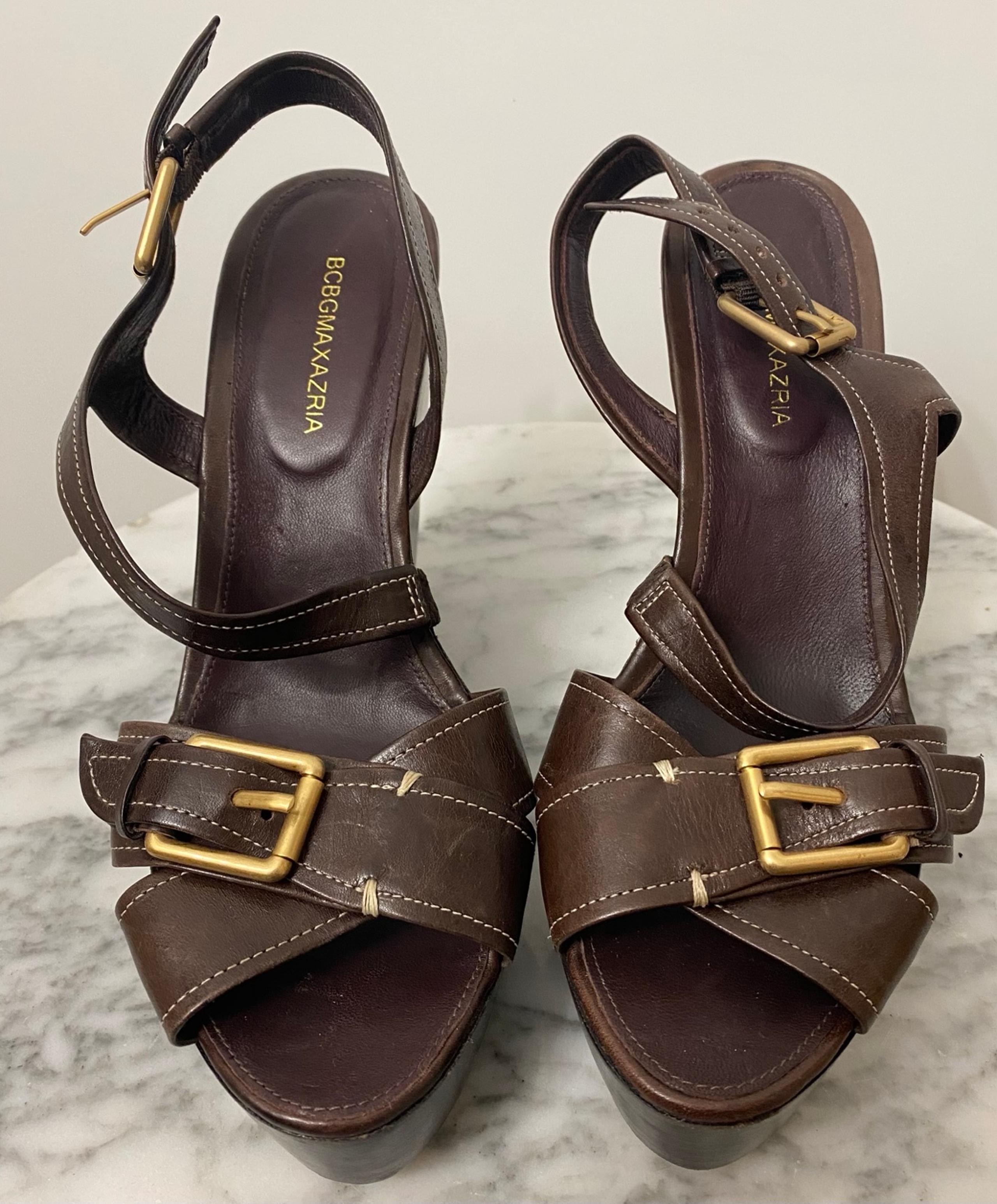 BCBGMaxazaria brown wedge shoes size 7 1/2