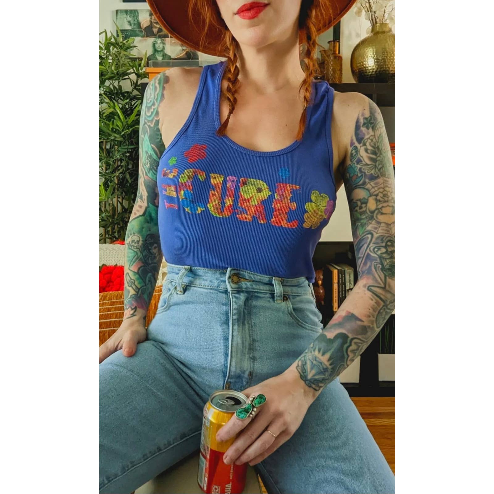 Daydreamer LA The Cure Flower of Love Ribbed Tank Size Small