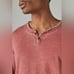 Lucky Brand Shirt Mens XL Venice Burnout Notch Neck Long Sleeve Tee Winery Light