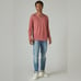 Lucky Brand Shirt Mens XL Venice Burnout Notch Neck Long Sleeve Tee Winery Light
