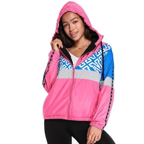 VS PINK retro sherpa lined jacket- M/L