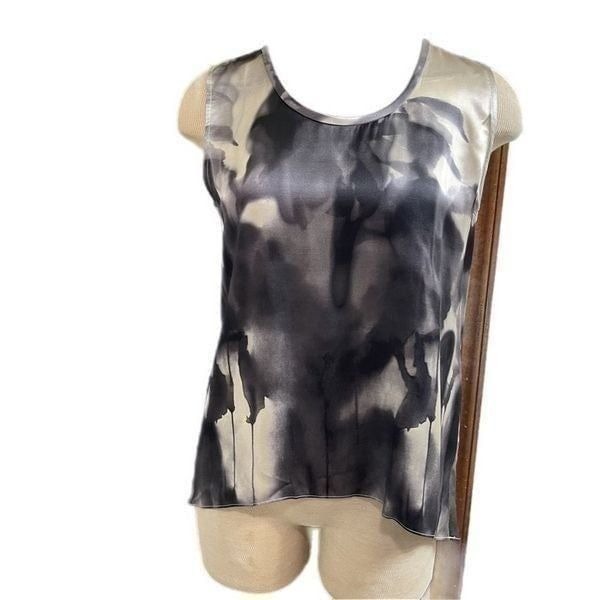 Eileen Fisher Silk Satin Brushstroke Tank Top Size PS/PP