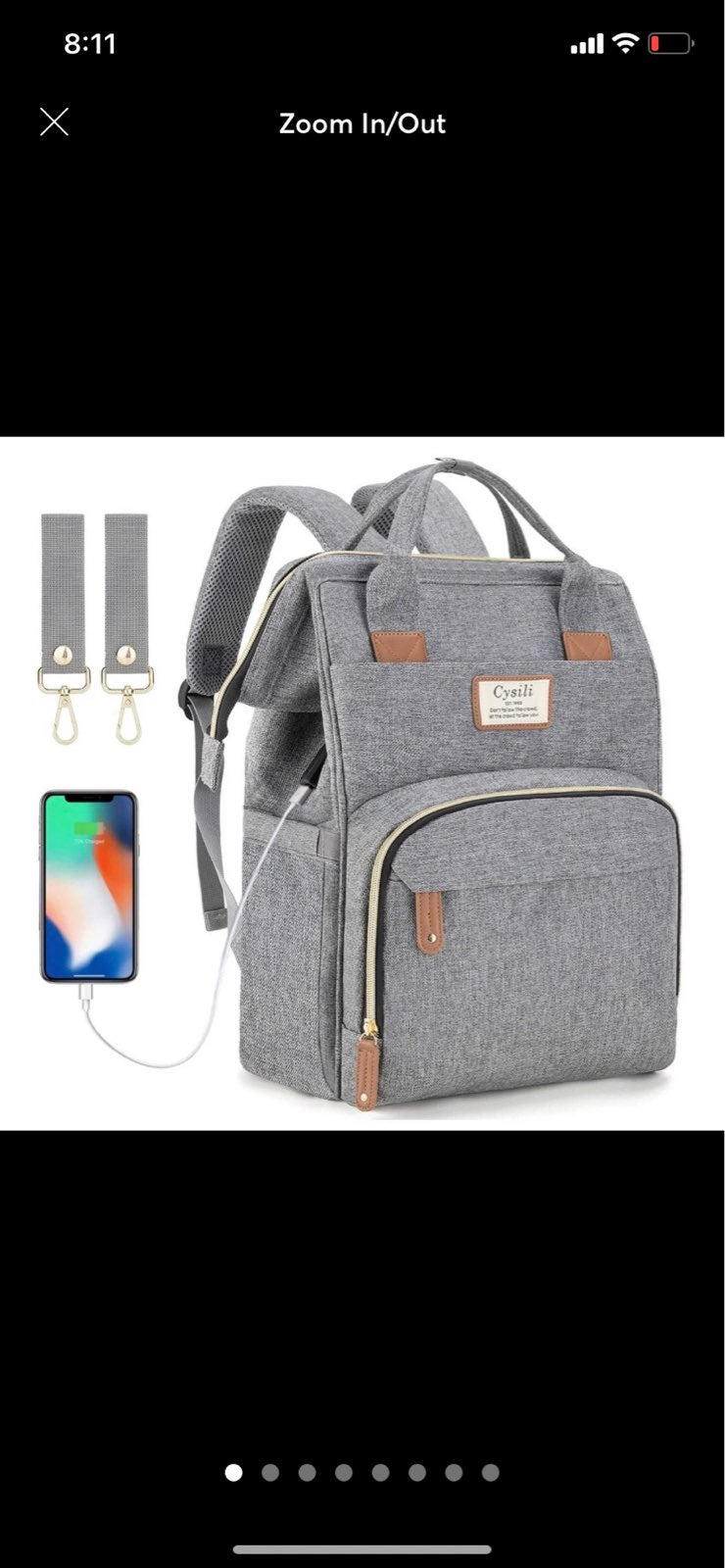 Diaper Backpack with USB Charging Port
