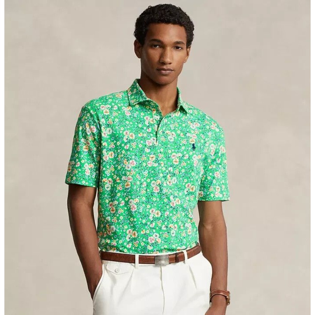Polo Ralph Lauren Men's Classic-Fit Floral Soft Cotton Polo Shirt Green Multi M