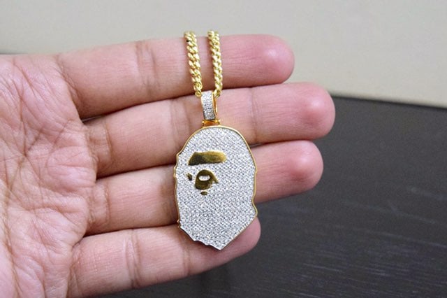 14k Gold Lab Diamond Ape Bape Charm Set