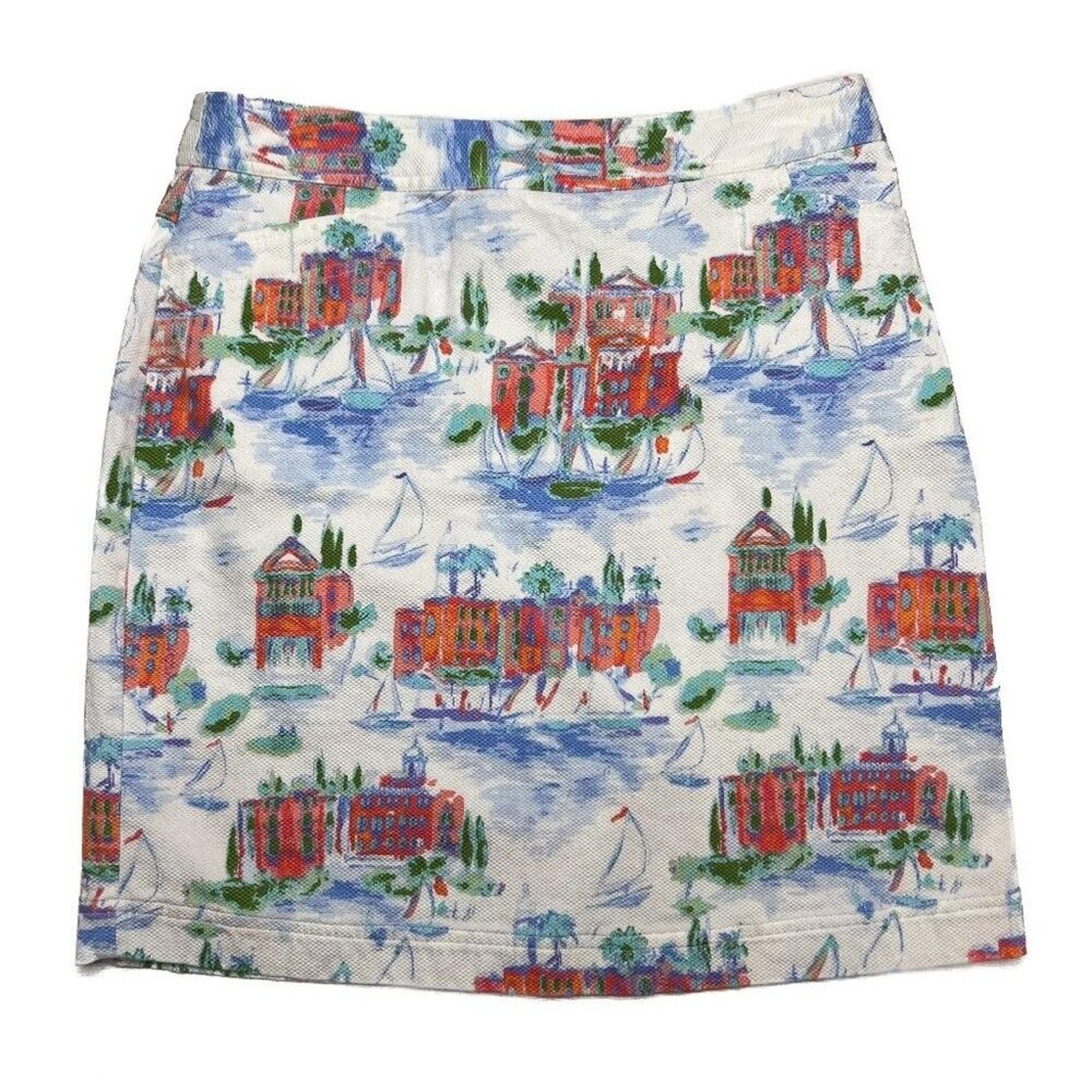 Christopher & Banks Sailboat Coastal Midi Skirt Multicolor Women's 8 Vacation