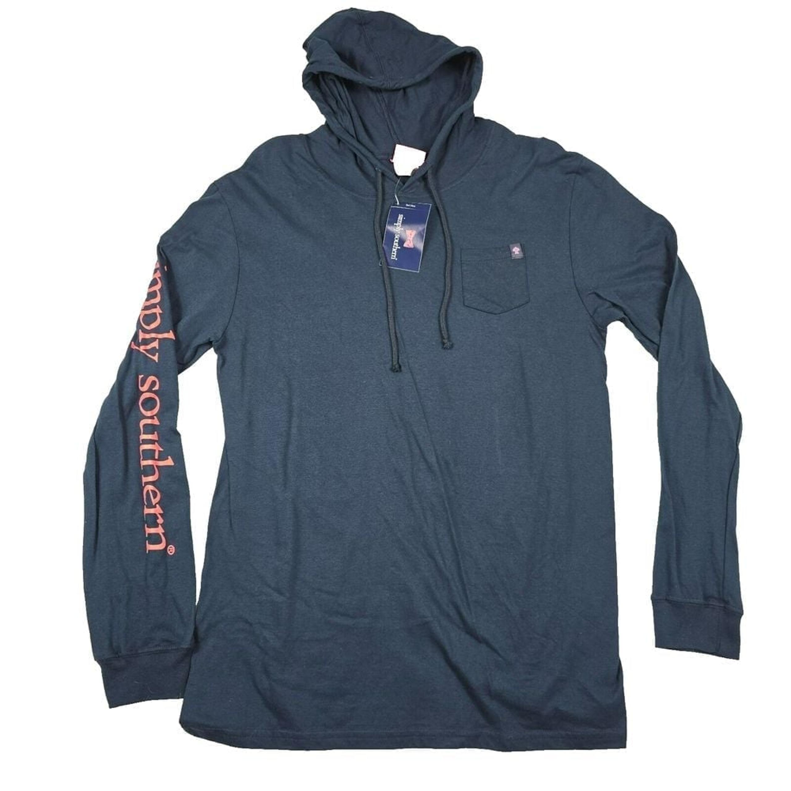 Simply Southern Collection Navy Blue Shirt Hooded Hoodie Women's Medium New