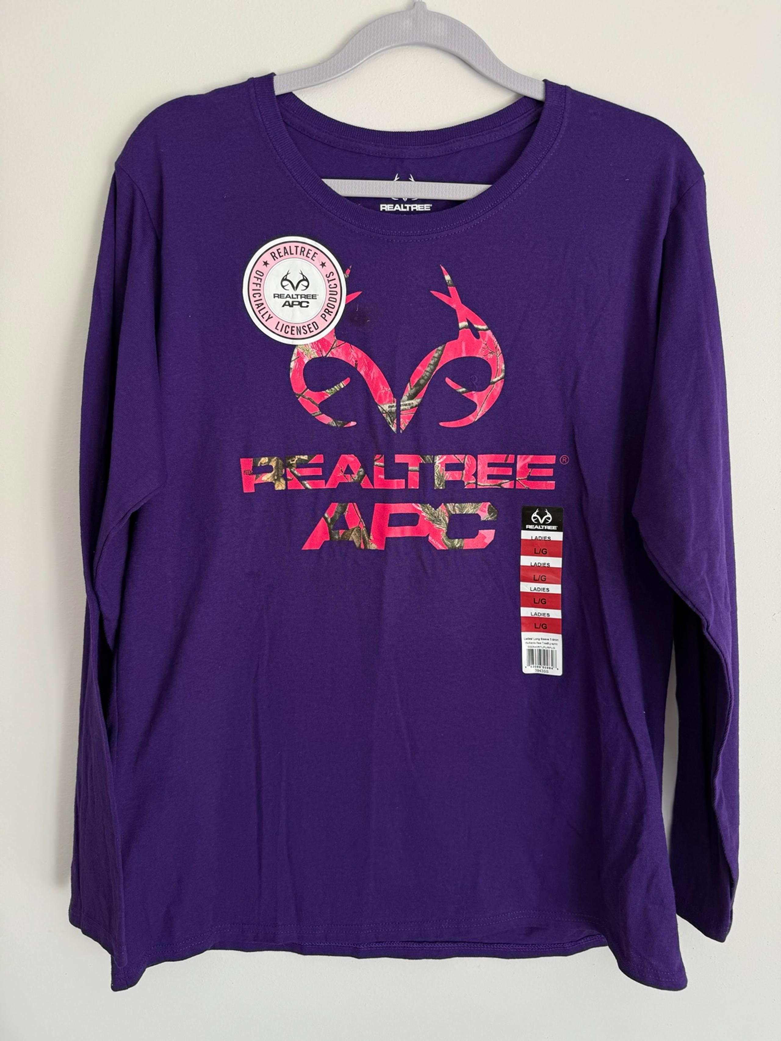 NEW Realtree Womens T-shirt Purple Pink Camo Longsleeve Camouflage size LARGE