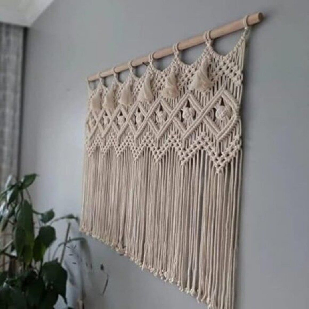 New Macrame Curtains Valance Boho Wall Hanging for Bedroom or Home Decor