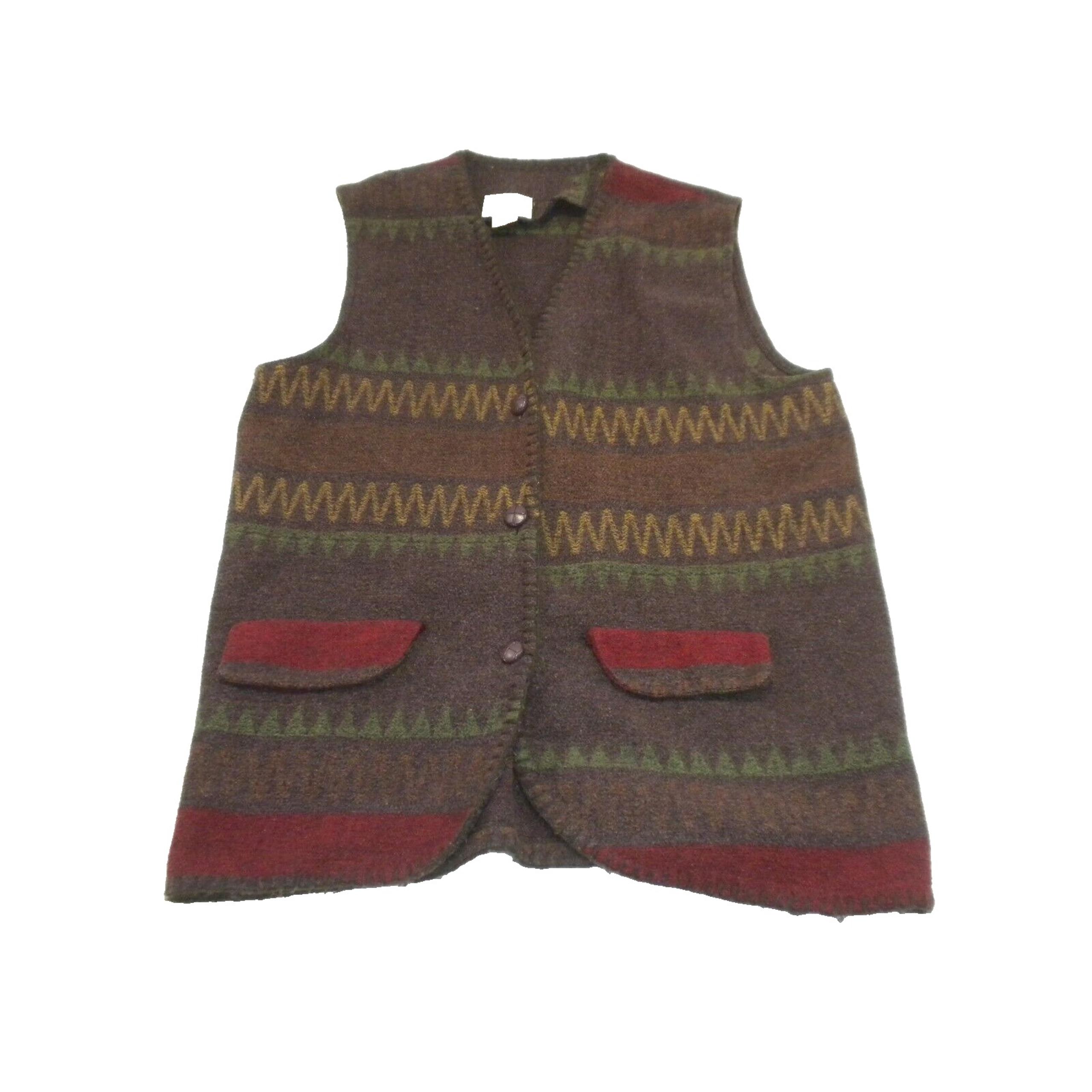 Impact Sweater Vest Womens XL Purple Wool Blend Button Cardigan Southwestern VTG