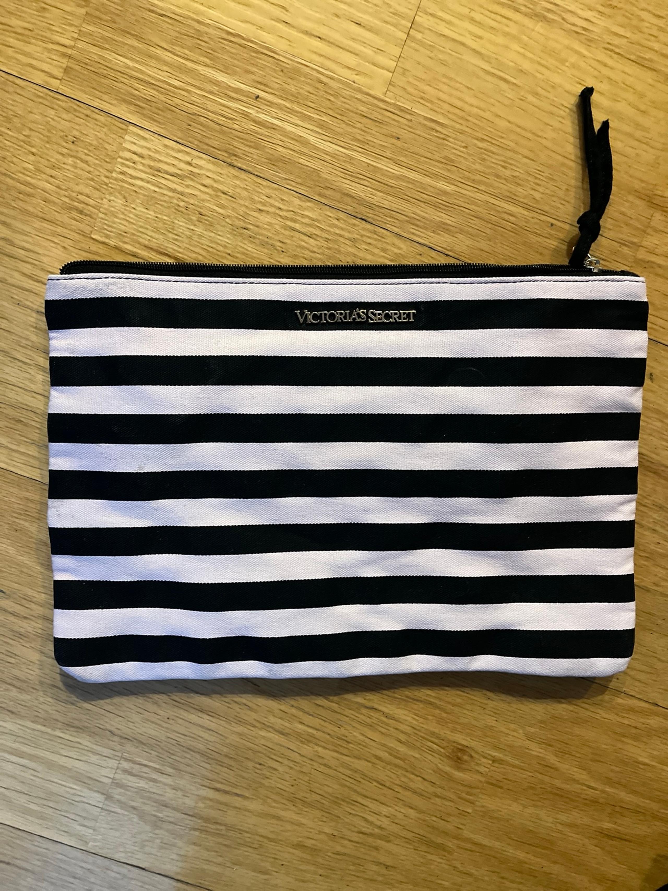 NEW Victoria’s Secret pink stripe canvas makeup bag