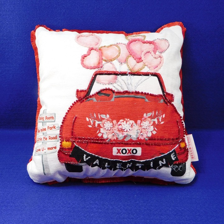 Bella Lux Beaded Convertible Car Valentines Pink Red Romance Pillow 12