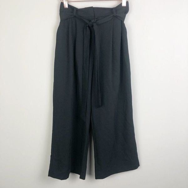 ASOS | New Look High Rise Cropped Wide Leg Black Belted Pants Gaucho Women’s 2