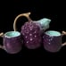 VINTAGE HAND PAINTED MADE IN ITALY POTTERY CERAMIC GRAPE PITCHER VASE & CUPS
