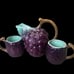 VINTAGE HAND PAINTED MADE IN ITALY POTTERY CERAMIC GRAPE PITCHER VASE & CUPS