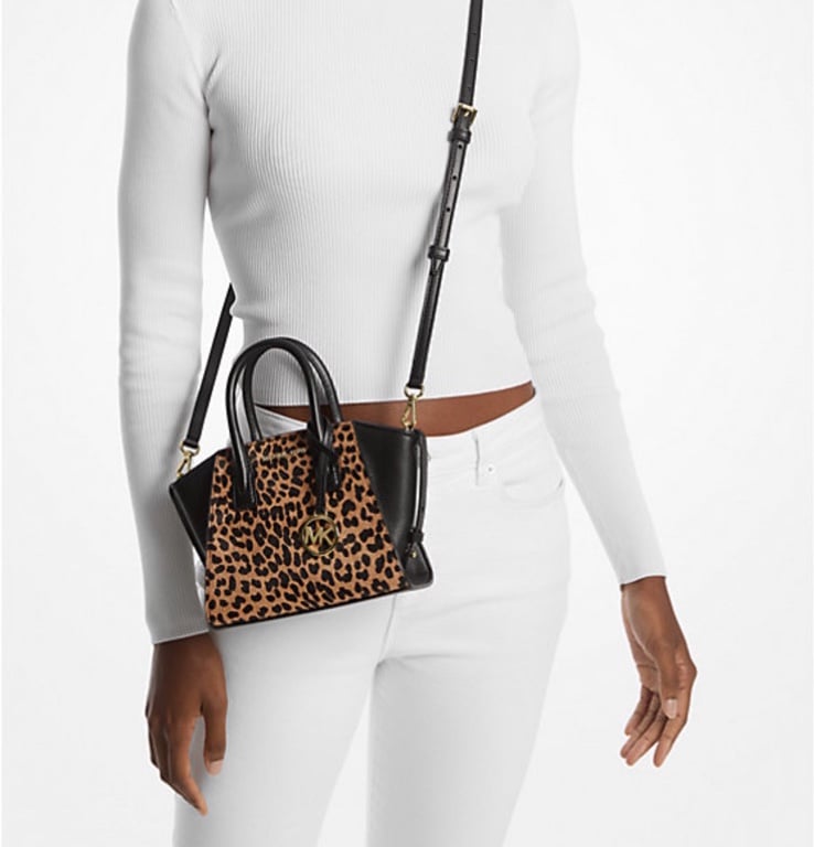 Michael Kors Avril Extra-Small Leather and Suede Satchel Crossbody Exotic Print