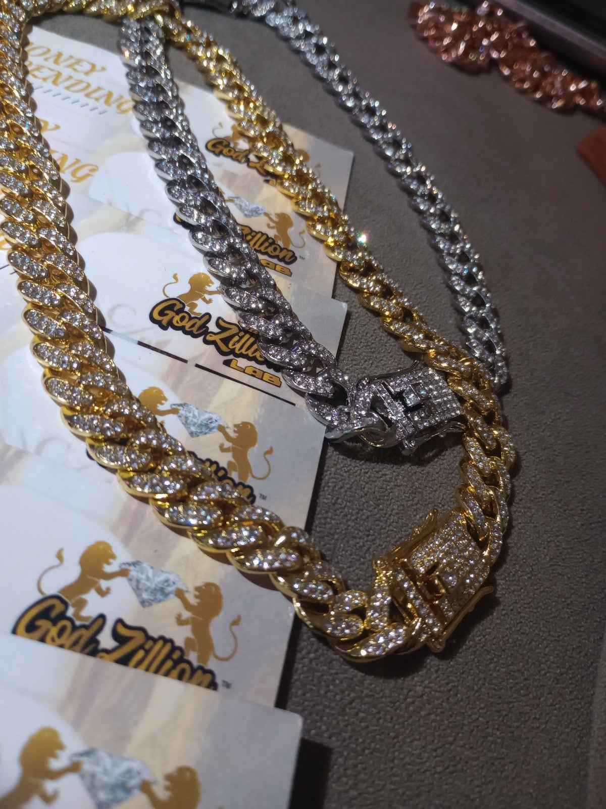Royal stack one 26-in and two 18 in Real Lab Diamonds Same VVS Clarity, Colorful