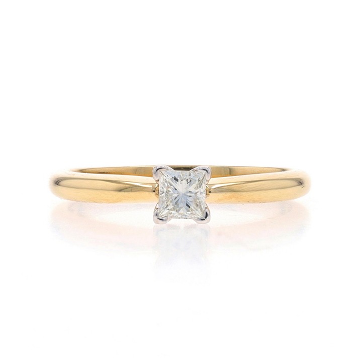 Yellow Gold Diamond Solitaire Engagement Ring - 14k Princess 0.25ct LX2077
