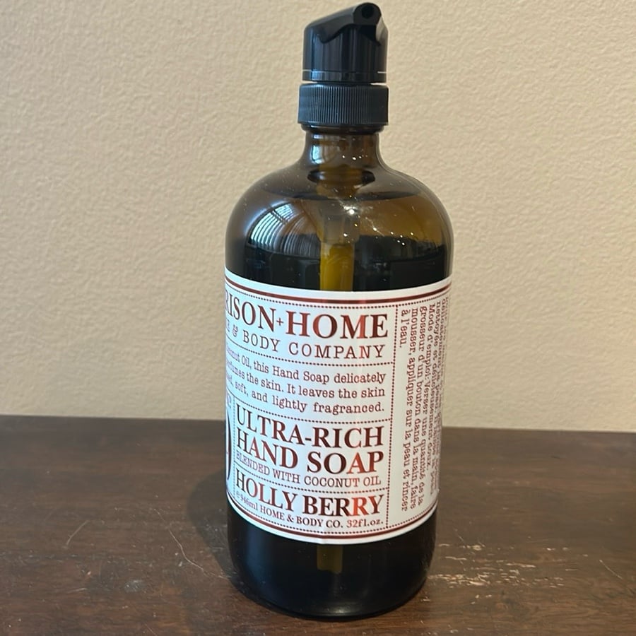 Garrison Home & Body Co HOLLY BERRY Hand Soap w/ COCONUT OIL 32 oz New