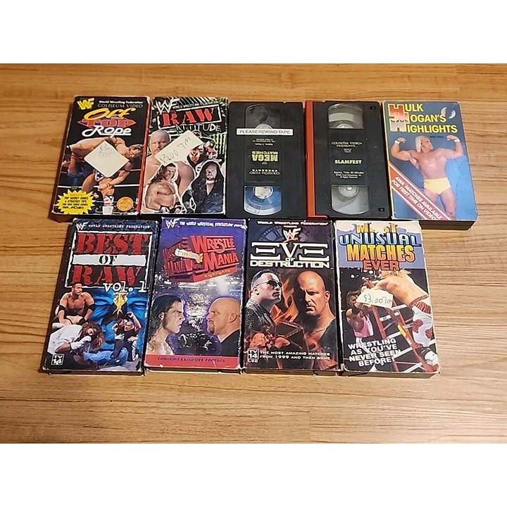 Lot Of 9 WWF Coliseum Video VHS Home VIDEO Wrestlemania XIV, Raw