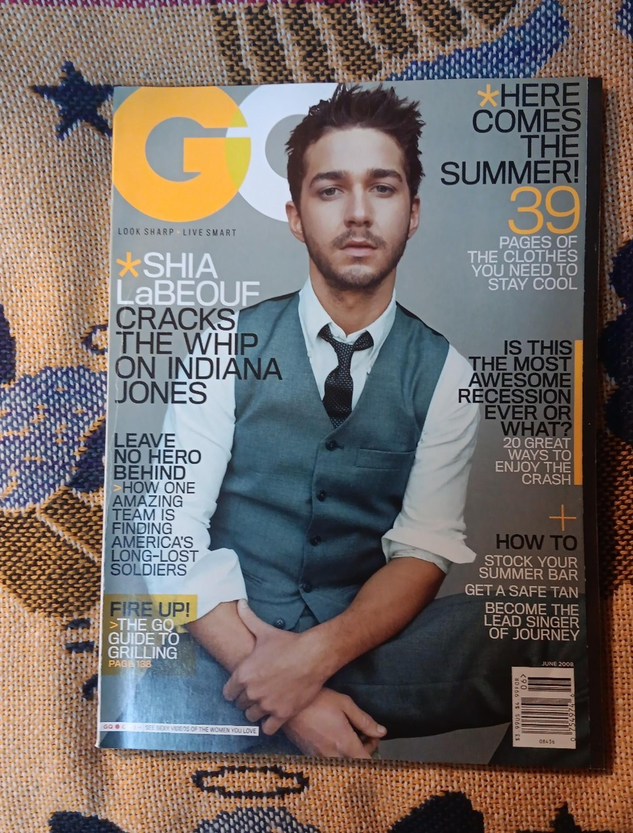 Vintage GQ Gentlemen's Quarterly Shia LaBeouf June 2008 fashion magazine