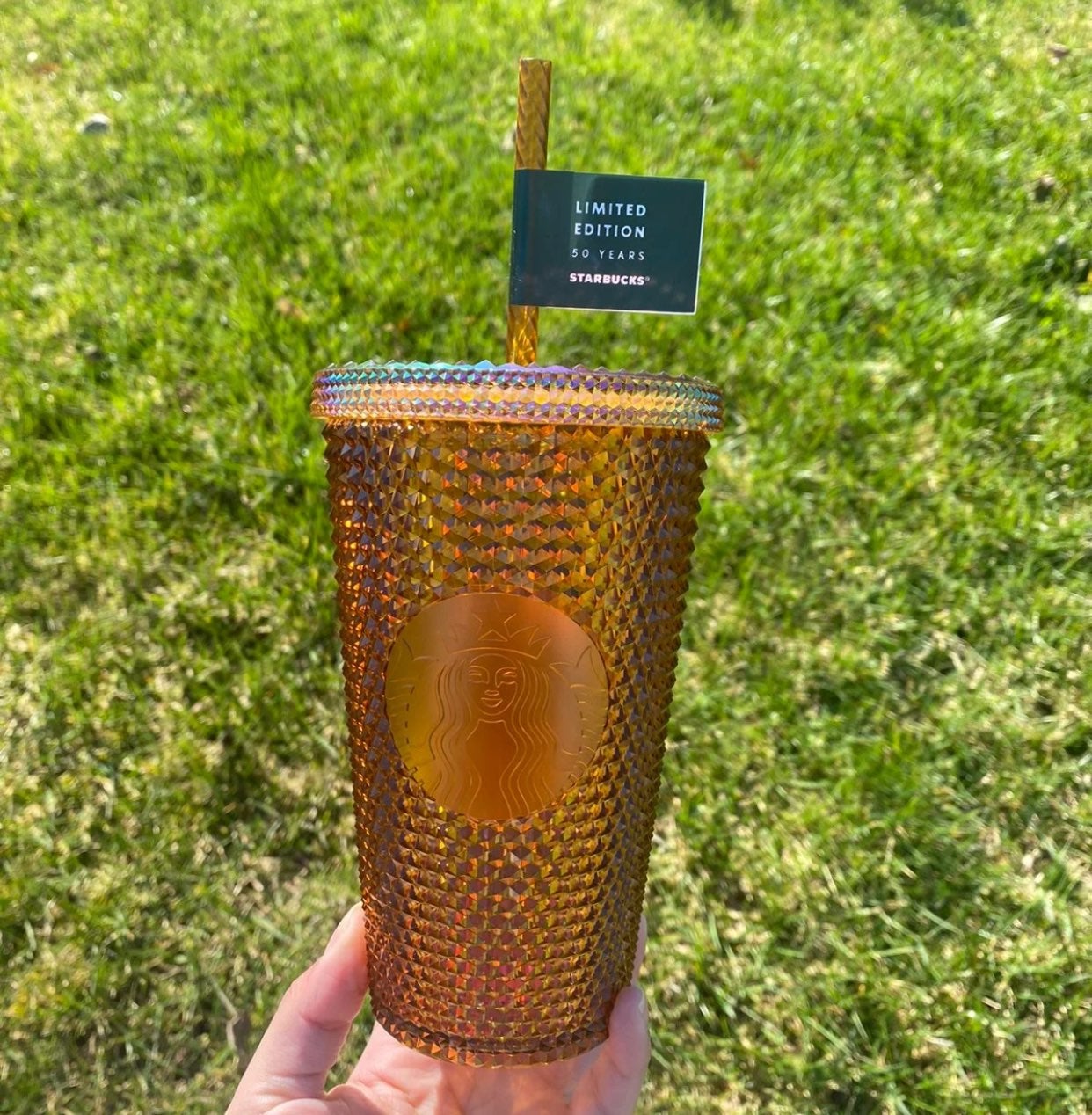 Starbucks rose gold studded tumbler