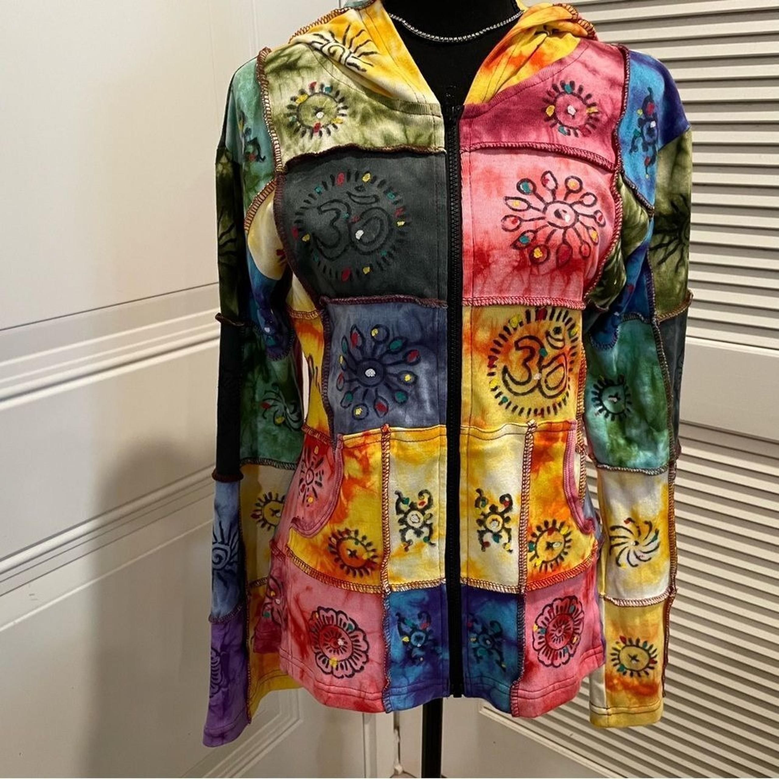 Unbranded Colorful Boho Patchwork Festival Hoodie - Small